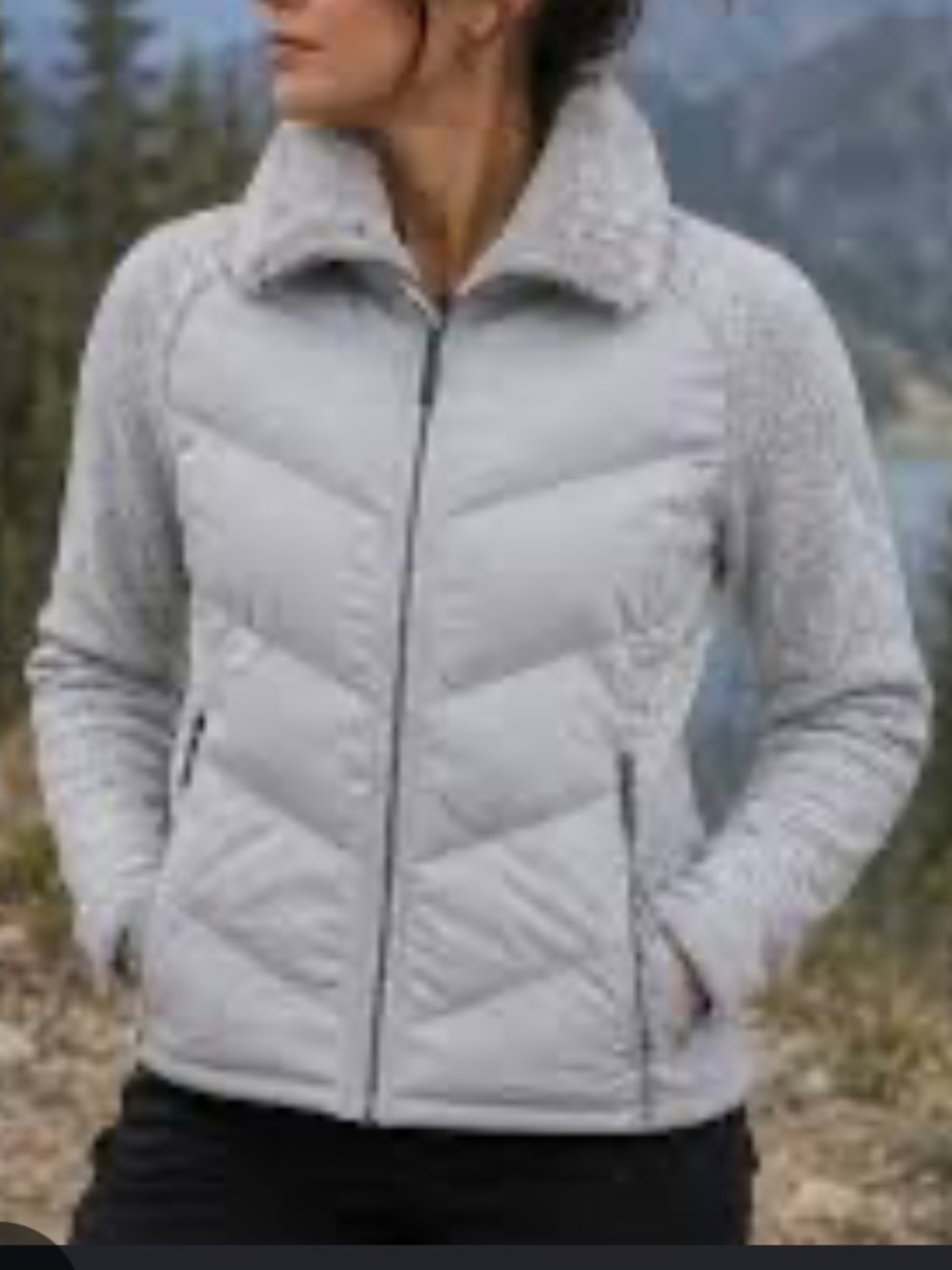 MARMOT Thea down Women's Quilted Hybrid Jacket in Light Gray Heather size large